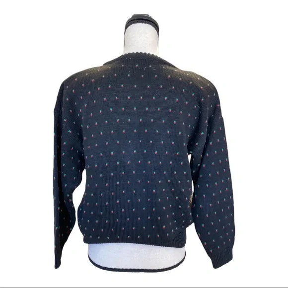 Vintage Christmas Sweater Hand Embroidered Petite Medium - Picture 2 of 10